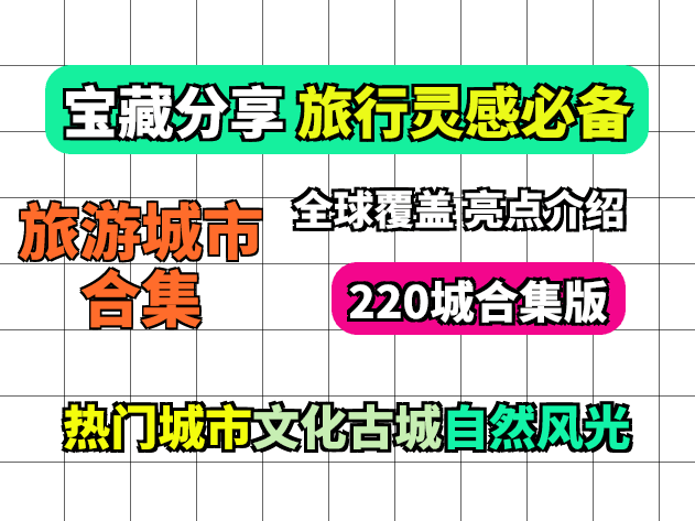 全球220大最佳旅游城市推荐 地理赛道旅游赛道素材